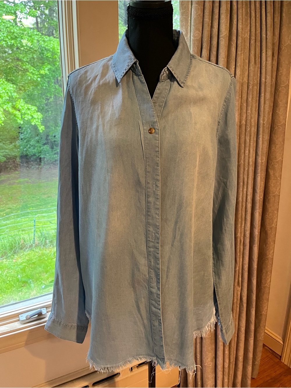 miami Light Blue Denim Button-Front Shirt
